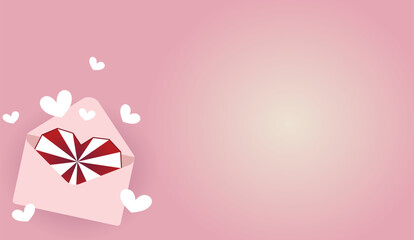 gift box with hearts on pink background