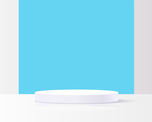 Modern white podium background used to place sales or product promotions.