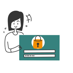 hand drawn doodle access authentication illustration concept