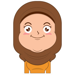 muslim girl smile face cartoon cute