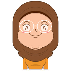muslim girl smile face cartoon cute
