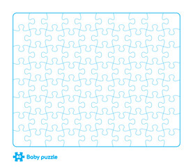 Vector baby puzzle template. 80 pieces. Isolated on white background