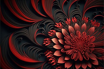 abstract red flower. Generative AI