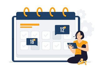 Appointment date on planner calendar, schedule planning and organization of tasks, time management concept illustration