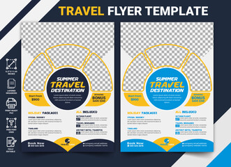 Summer Holiday Travel Flyer template, tour flyer, tourism color, size a4 print ready flyer design template bundle