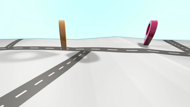 Pin Navigation Localization Icons Appear on the Map. Geotargeting and GPS.