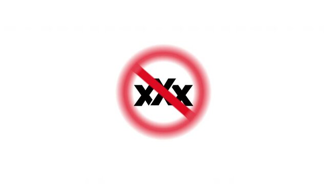 no xxx and prohibition sign animation.4K motion animation.