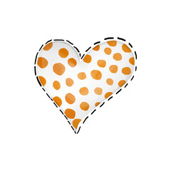 yellow polka dot heart doodle