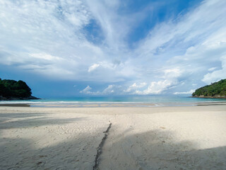 sand on the beach with sky view in paronama 