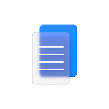 File document glass icon 3d render isolated