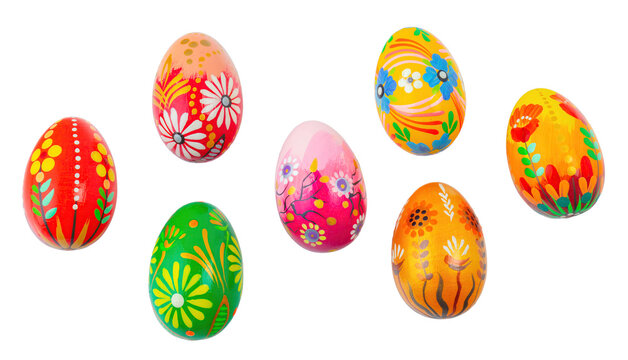 Easter eggs set isolated on white with transparent background