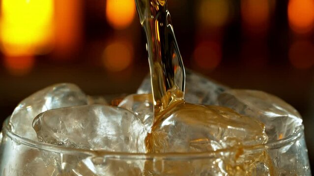 Super slow motion of pouring cider. Filmed on high speed cinema camera with cinebot, 1000 fps.