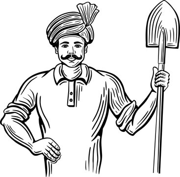 Farmer man with a basket of bread Royalty Free Vector Image