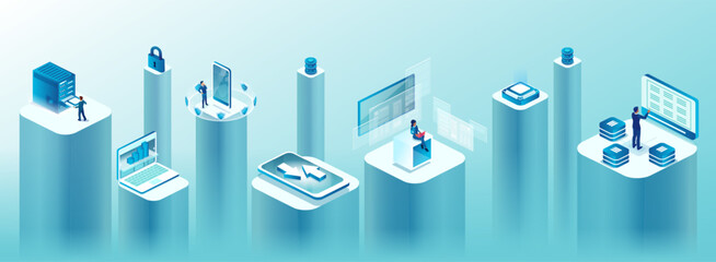 vector of digital technology, big data analysis and computer secured network