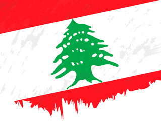 Grunge-style flag of Lebanon.