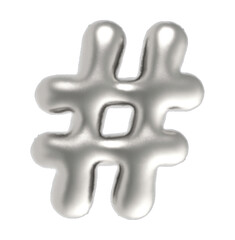 hashtag symbol metallic inflated font isolated