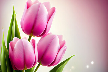 Pink tulips floral Background