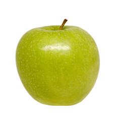 one ripe apple of green color on a white background