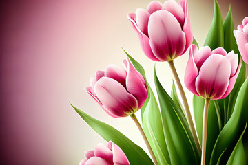 Fototapeta premium Pink tulips floral Background