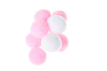 group of fluffy balls isolated on a white background, soft colors, design element