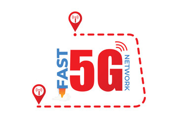 Fast network 5g internet vector design.