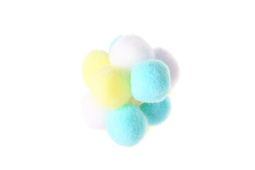 group of fluffy balls isolated on a white background, soft colors, design element