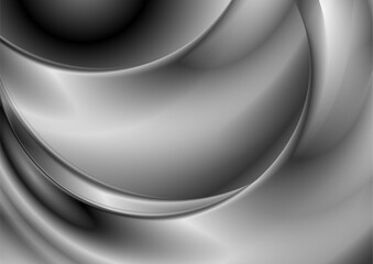 Abstract grey smoke waves elegant background. Monochrome smooth vector design