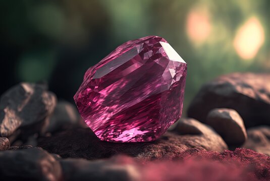 Spinel, close up raw material mineral gemstone, idea for gemology and spiritual theme concept,  Generative Ai