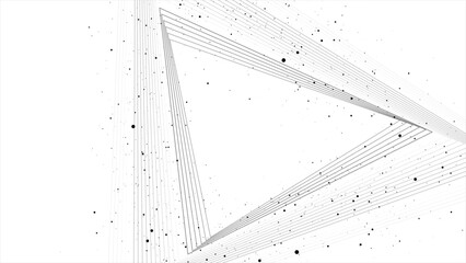 White black contrast design with linear triangles and dots