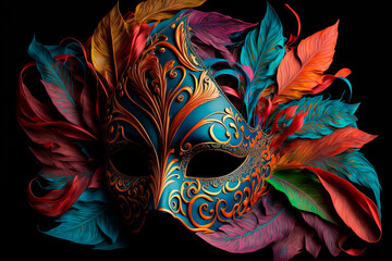 Theatrical Venetian mask on a black background