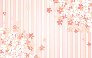 縦縞模様の濃いピンクと桜が折り重なった背景