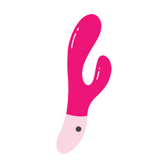 Vector illustration of a pink vibrator. Sex toy illustration. Toys for adults. Flat style. Vector illustration