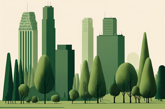 Environmental green cities that are healthy for humans and the planet created with Generative AI technology