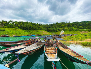 boats on the lake in the port