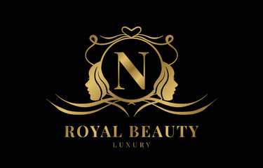 letter N royal beauty crest logo design element