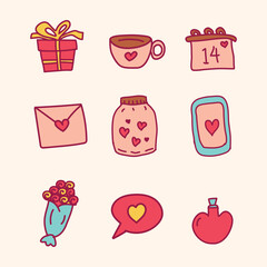 Handdrawn Valentine day element set Collection
