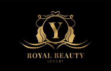 letter Y royal beauty crest logo design element