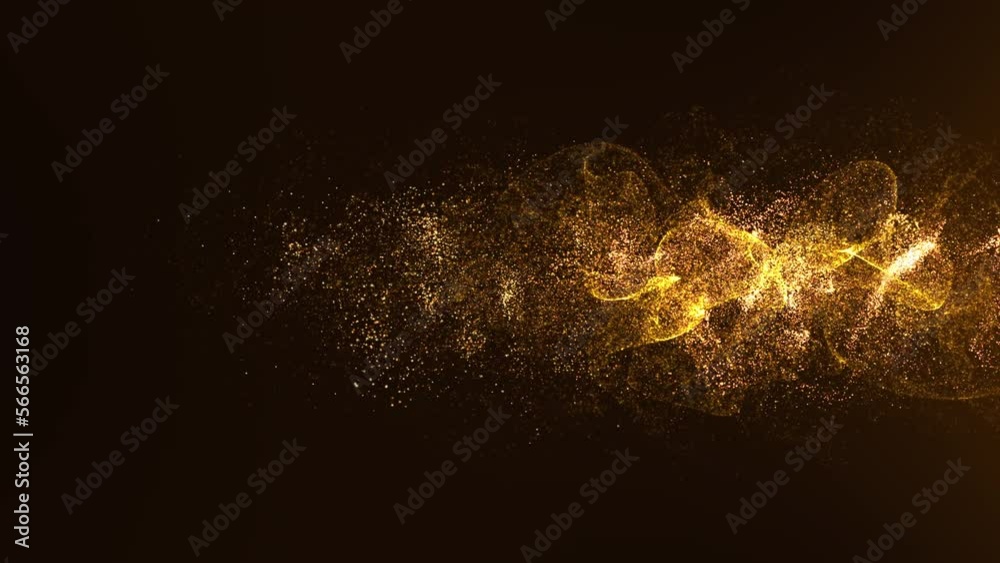 Poster Futuristic abstract de-focus luxurious gold particles flowing in cyber space environment background