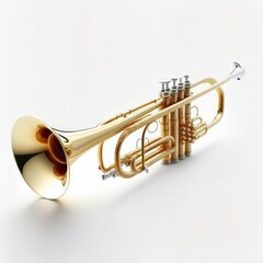 Plakat Detailed illustration of a brass trumpet musical instrument isolated on a white background, generative ai