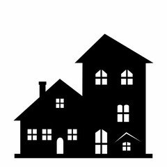 House, apartment, articulated articulated, black silhouette, vector symbol