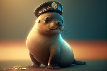 A Cute Sea Lion Character created with Generative AI