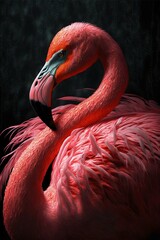 Pink flamingo bird. Generative Ai