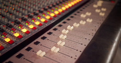 Electronic board, mixer and audio deck for radio production, broadcast or scales in studio....
