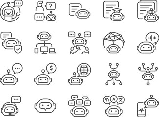 Chatbot icon set. Included the icons as chat, bot, ai, robot, automatic, and more. - 566565702