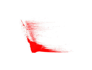 Red paint brush for art painting. Beautiful isolated smear