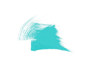 Turquoise paint brush for art concept isolated on white backdrop. Watercolor brushes background