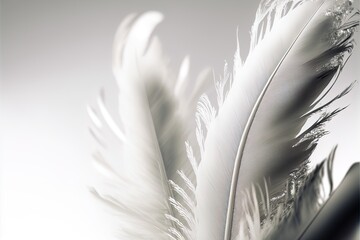 Bird colorful white feather soft focus background. Light natural background. Elegant fluffy plumage, symbol of softnes