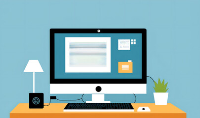 illustration of computer with monitor