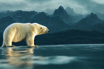 Obraz na płótnie Canvas polar bear on ice, Generative AI Art Illustration