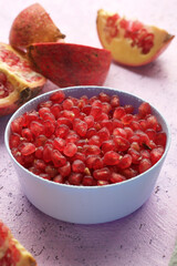 Pomegranate seeds in a bowl